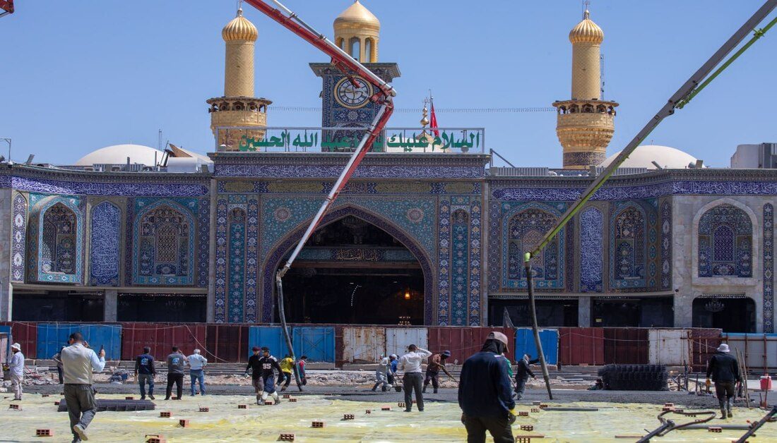 بالصور .. العتبة الحسينية تعلن صب المرحلة النهائية من مشروع طريق "عزاء ركظة طويريج" ضمن مشروع صحن الإمام الحسن عليه السلام