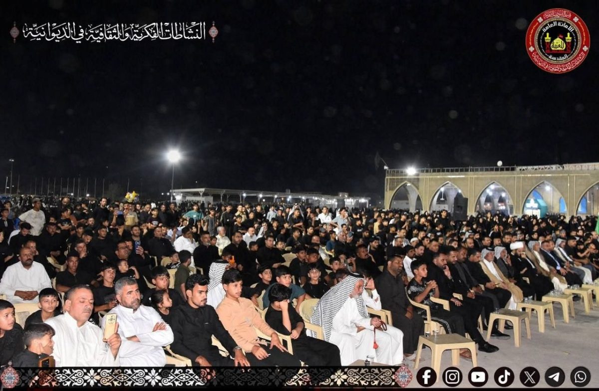 شعبة النشاطات الفكرية والثقافية في الديوانية التابعة للعتبة الحسينية تشارك في مراسيم رفع راية الحزن بمرقد الإمام الحمزة الشرقي